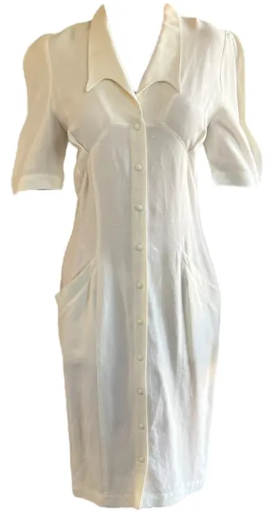 THIERRY MUGLER Button Down Midi Dress | Size 40