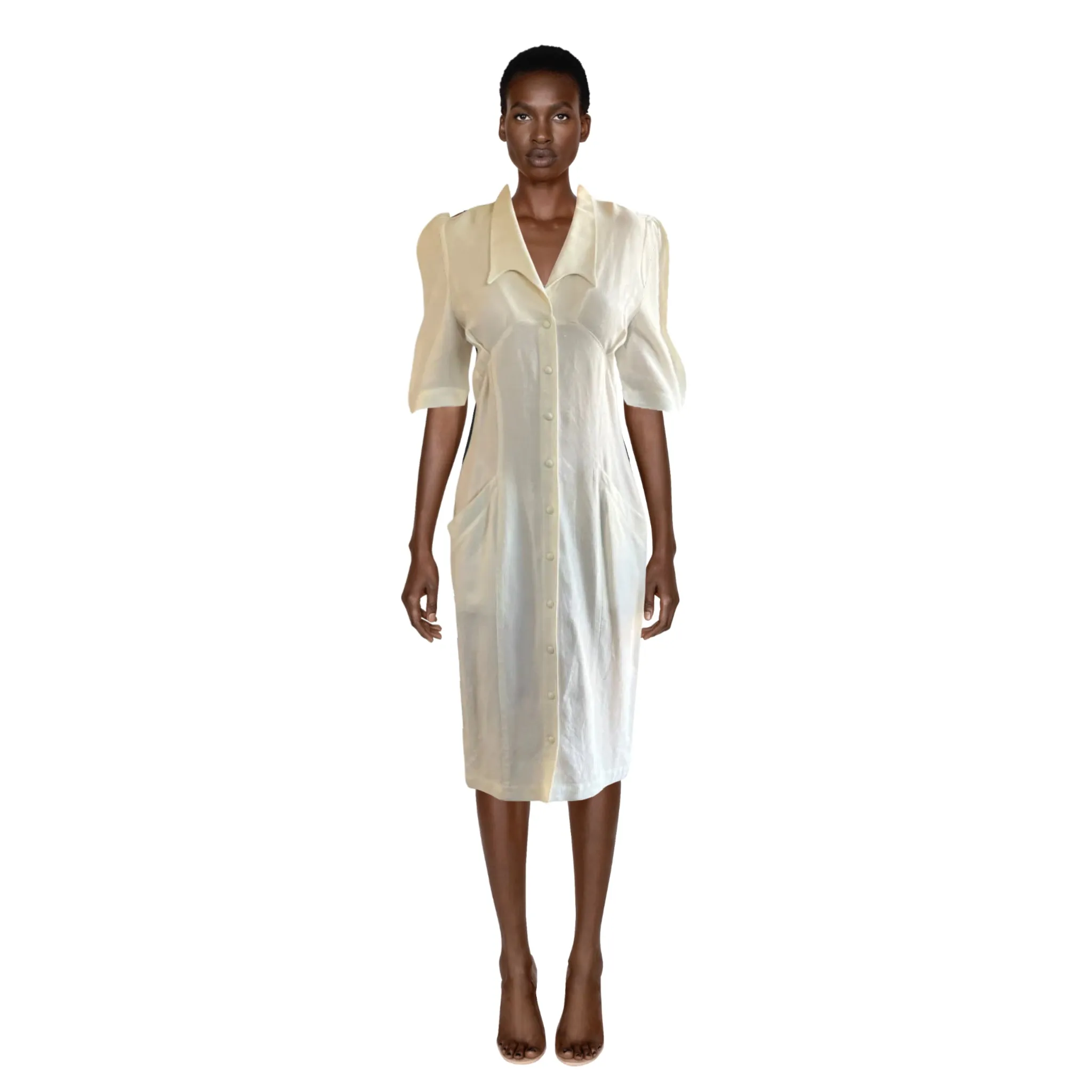 THIERRY MUGLER Button Down Midi Dress | Size 40