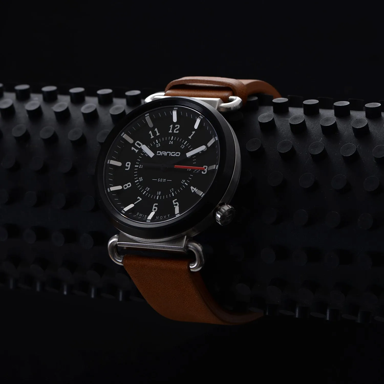 TK-01 - TREK WATCH WITH ITALIAN LEATHER STRAP - WHISKEY BROWN