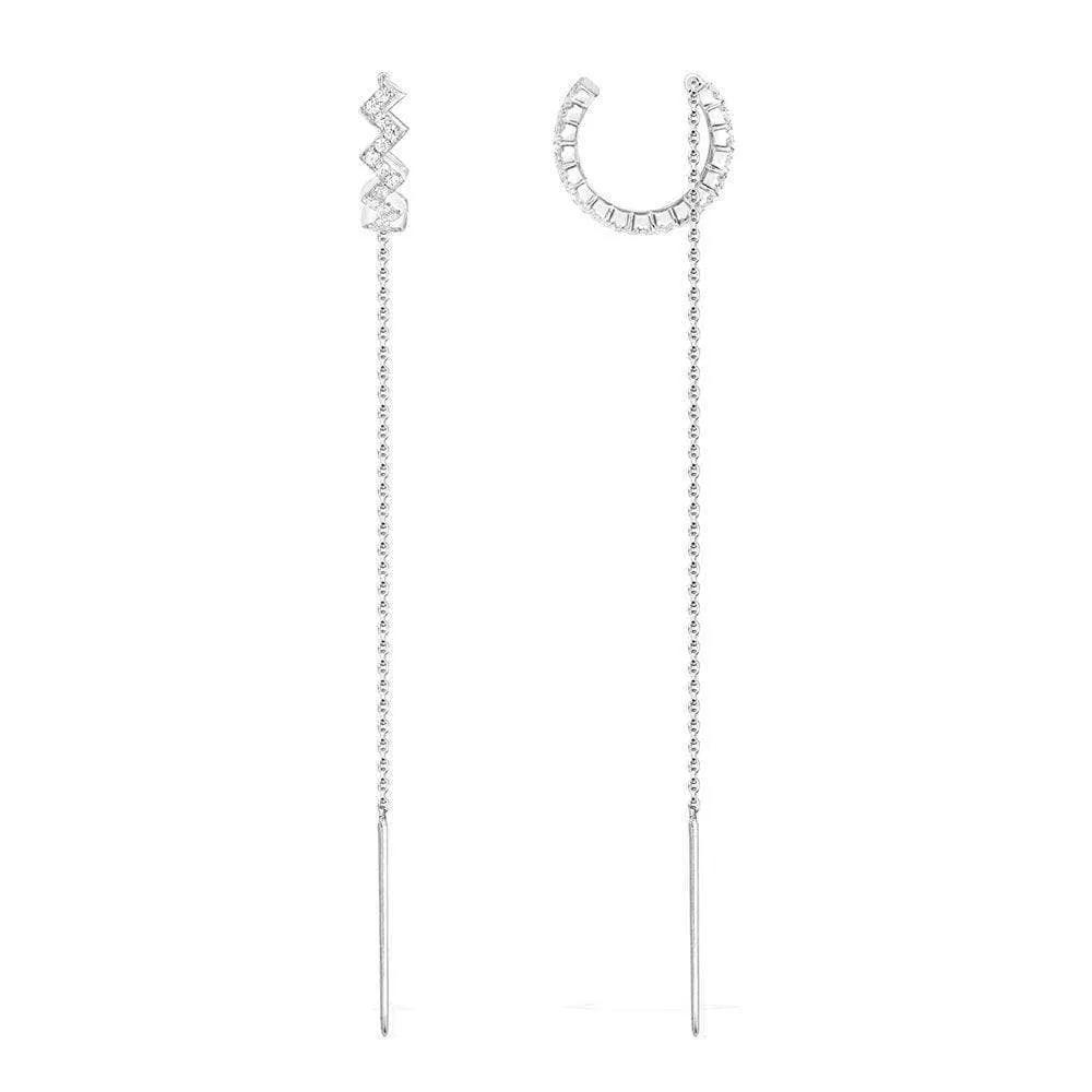 Up And Down Drop Ear cuff with Chain