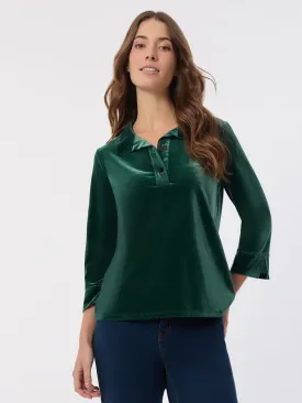 Velour Pop-Over Collar Top